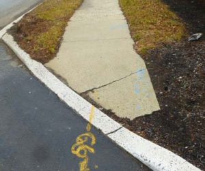 Sidewalk with excessive cross slope